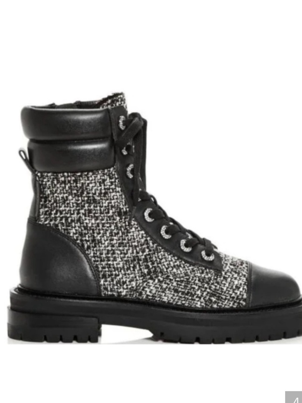Kurt Geiger Black Tweed Combat Boots, Size 6, New without Tag